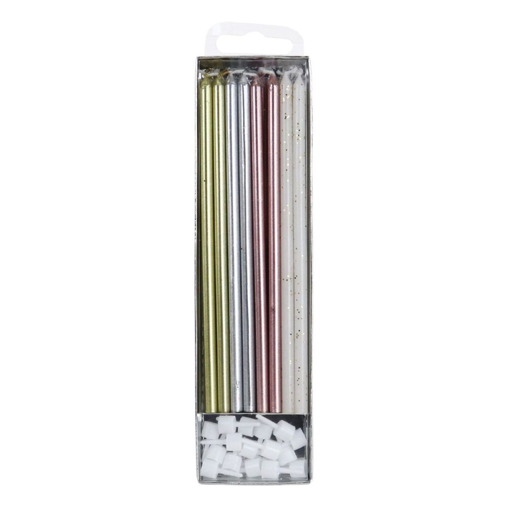 Birthday candles - PME - long, colorful mix, 16 pcs.