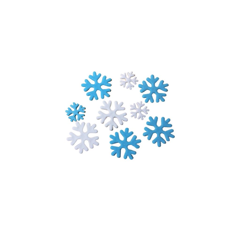 Ozdoby cukrowe na tort - Slado - Śnieżynki, 9 szt.