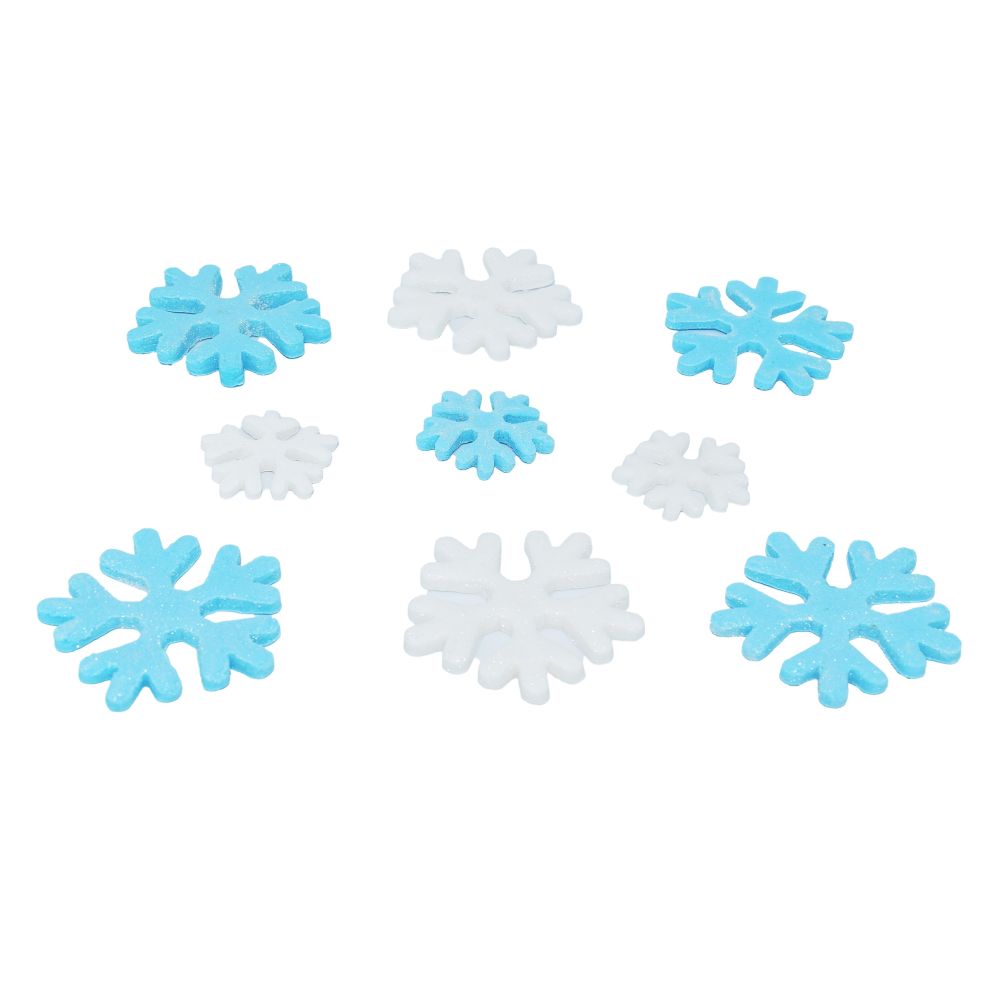 Ozdoby cukrowe na tort - Slado - Śnieżynki, 9 szt.