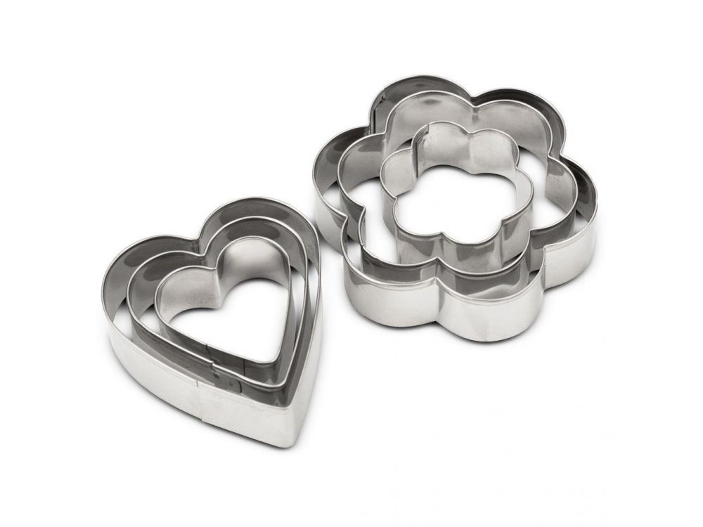 Set of cookie cutters - Nava - Hearts and Flowers, 6 pcs.