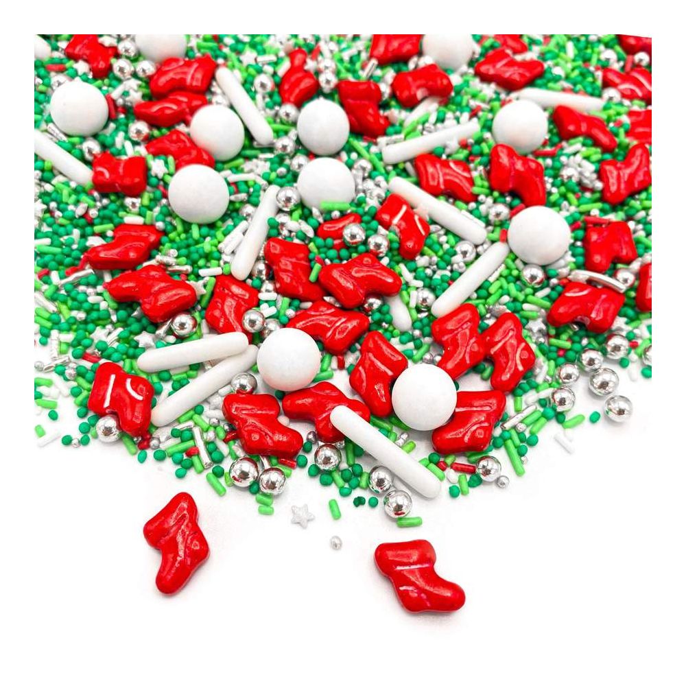 Sugar sprinkles - Happy Sprinkles - Christmas Stockings, mix, 90 g