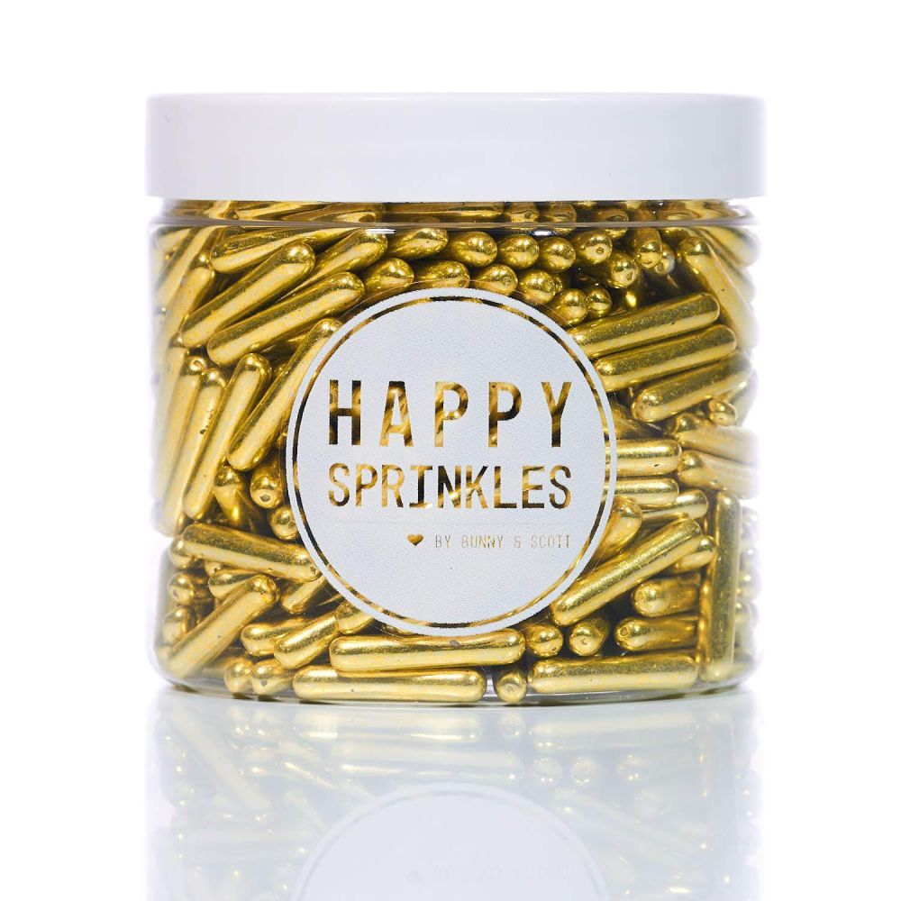 Sugar sprinkles - Happy Sprinkles - Gold Rods, 90 g