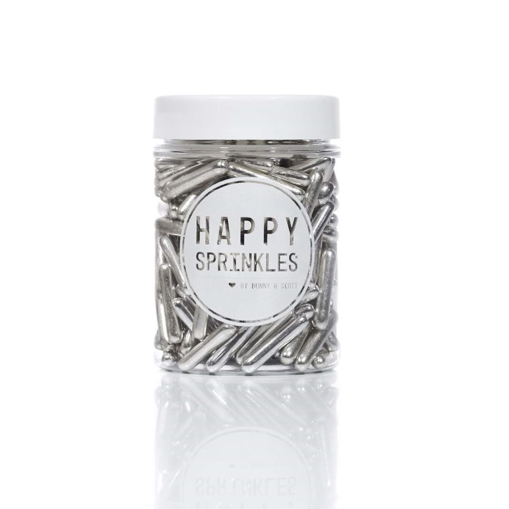 Posypka cukrowa - Happy Sprinkles - Silver Rods, srebrne, 90 g