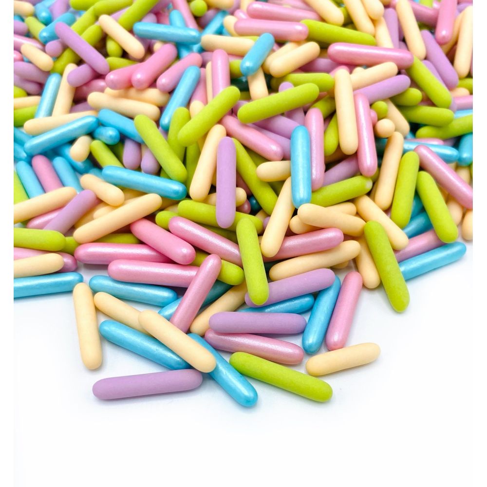 Sugar sprinkles - Happy Sprinkles - Pastel Party Rods, mix, 90 g