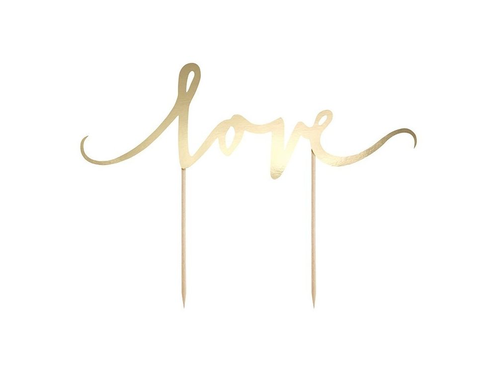 Cake topper Love - PartyDeco - gold, 17 cm