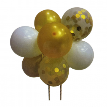 Birthday balloons for a cake - gold mix, 13 elements