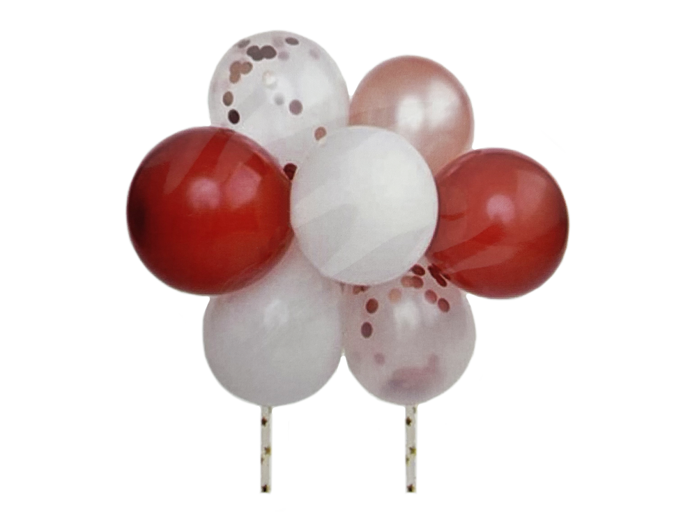 Birthday balloons for a cake - red mix, 13 elements