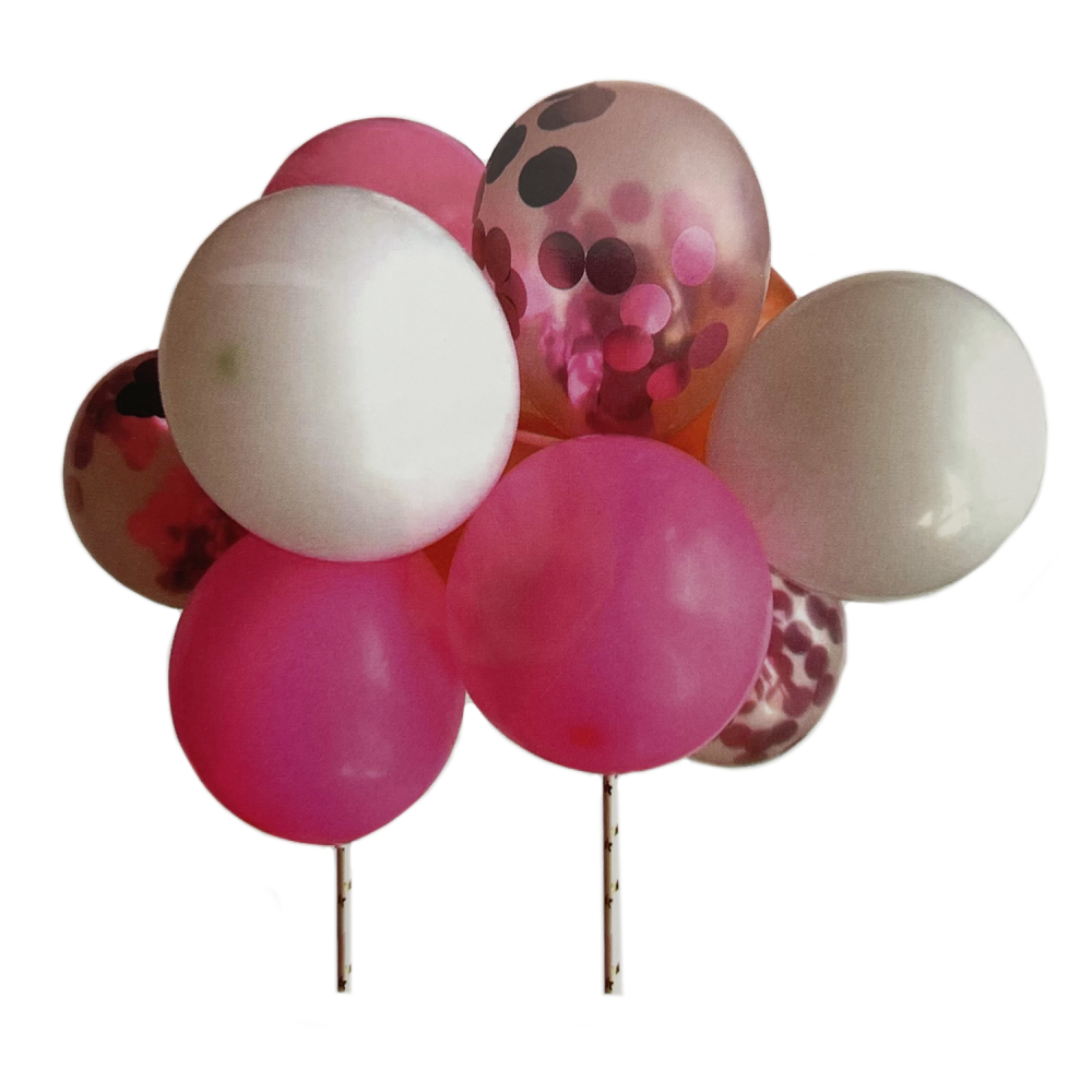 Birthday balloons for a cake - pink mix 1, 13 elements