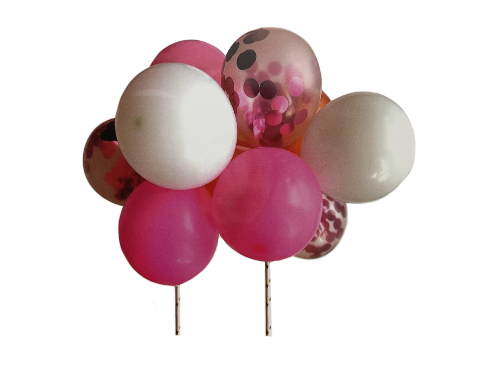 Balony urodzinowe na tort - różowy mix 1, 13 elementów