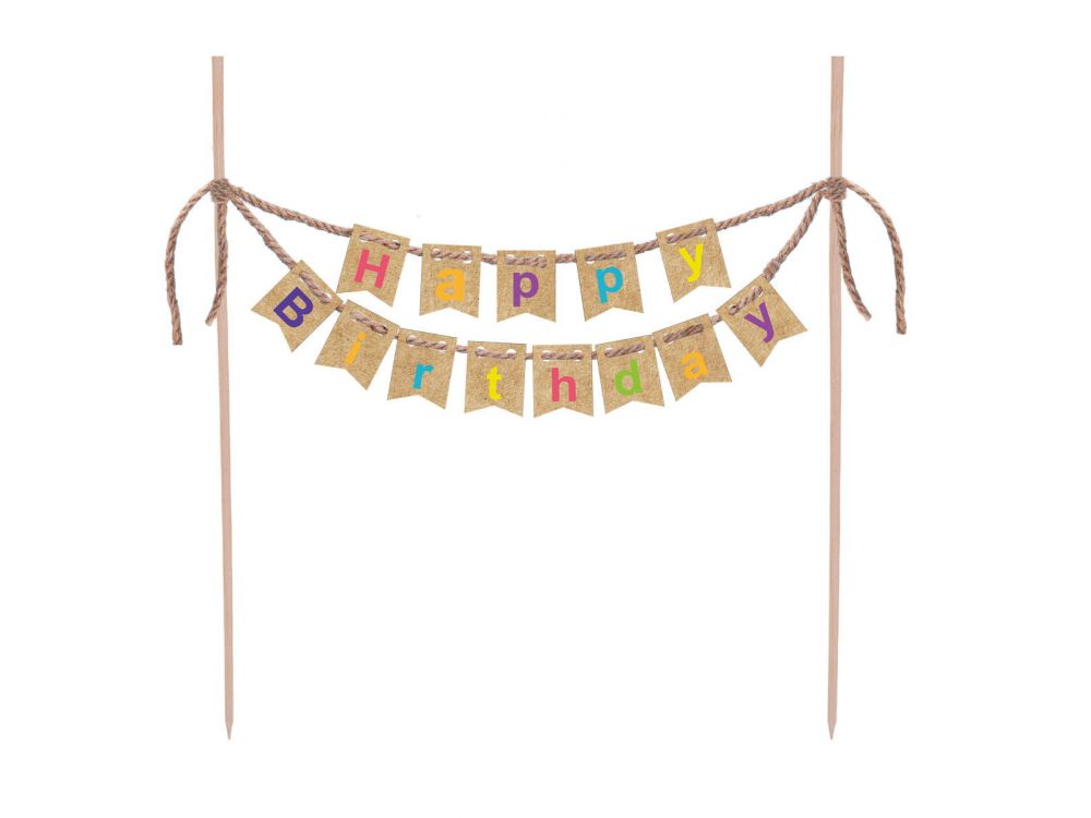 Birthday cake topper - Party Time - Happy Birthday, eco