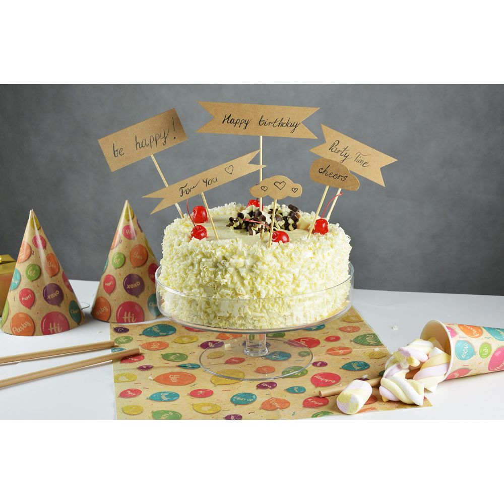 Decorative cake toppers - Party Time - Flags, 9 pcs.