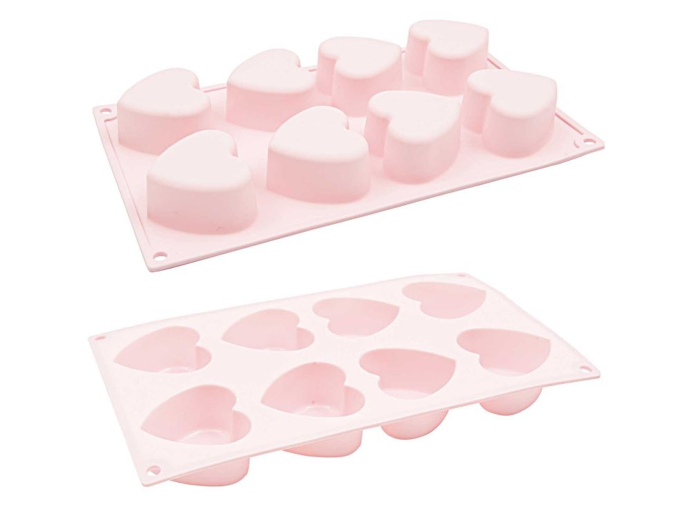 Silicone form for heart muffins - Rico Design - pink, 2,4 x 17 x 30 cm