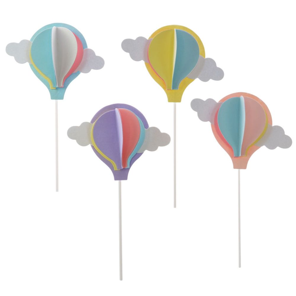 Decorative cake toppers - Party Time - Colorful Balloons, 4 pcs.