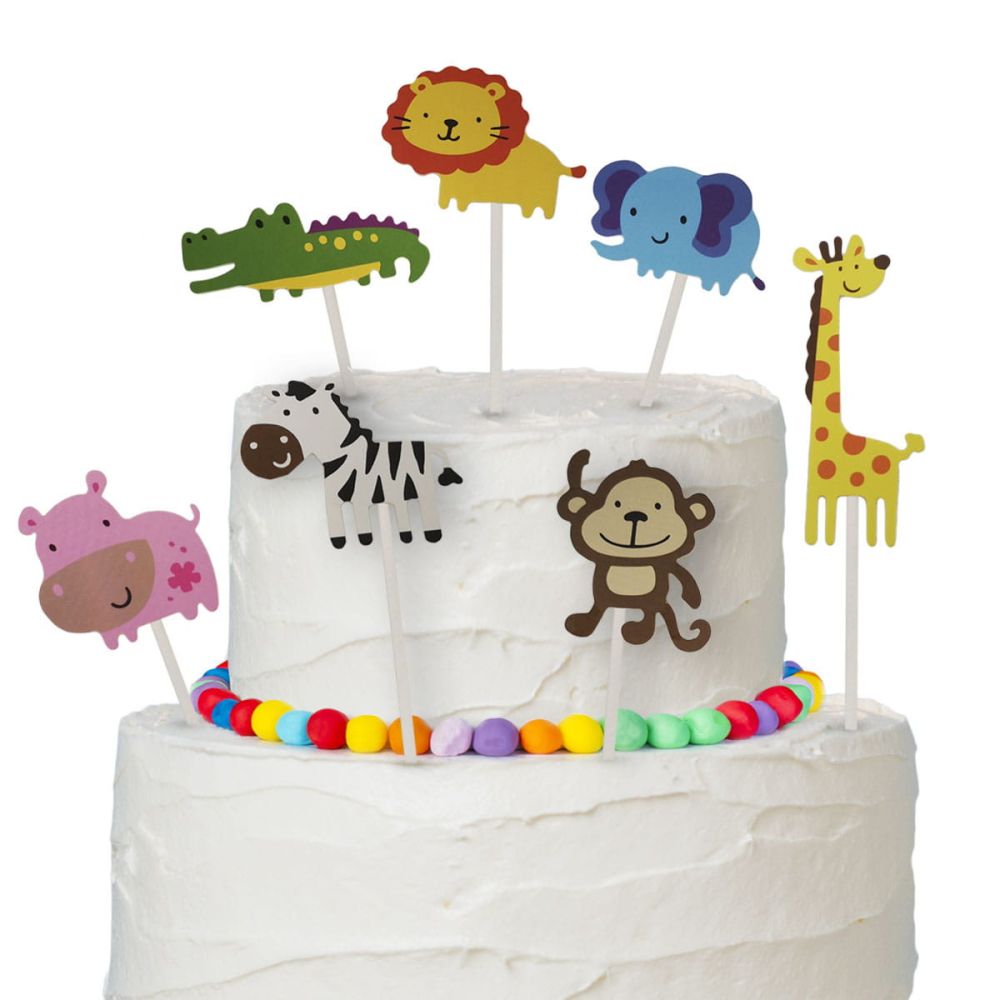 Decorative cake toppers - Party Time - Safari ZOO, 7 pcs.