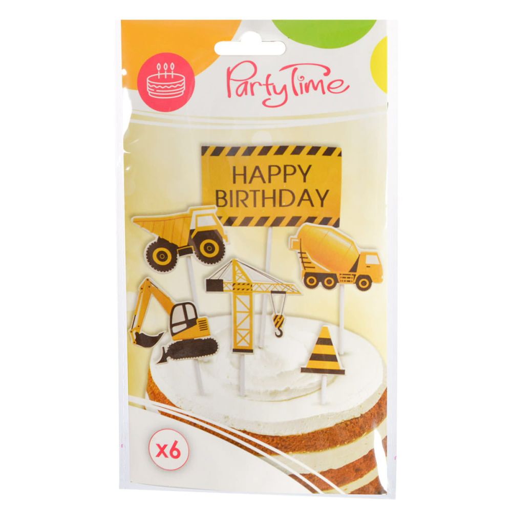 Decorative cake toppers - Party Time - Little Builder, 6 pcs.