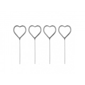 Sparklers - hearts, silver, 17.5 cm, 4 pcs.