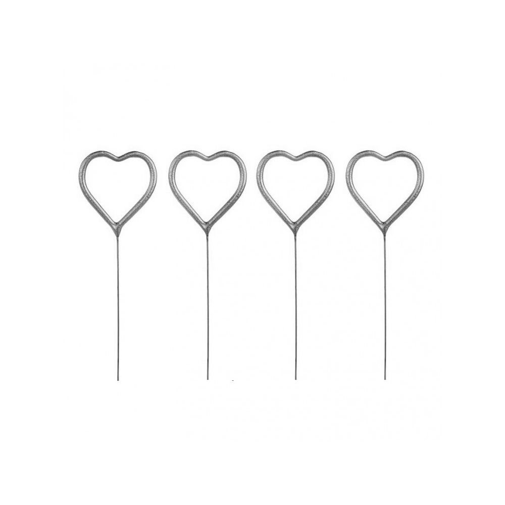 Sparklers - hearts, silver, 17.5 cm, 4 pcs.