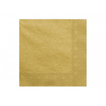 Serwetki papierowe - PartyDeco - złote, metalizowane, 16,5 x 16,5 cm, 20 szt.
