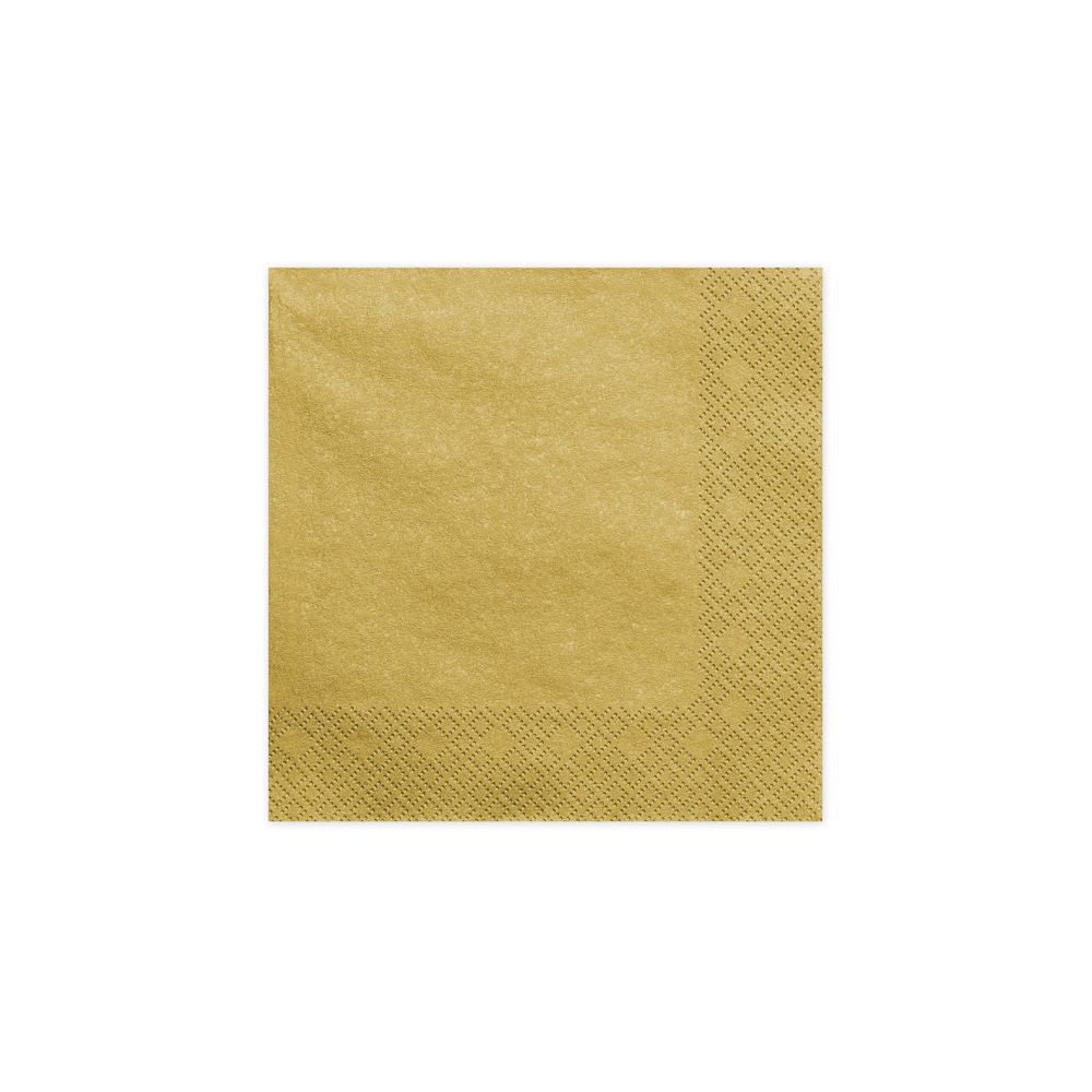 Paper napkins - PartyDeco - gold, metallic, 16.5 x 16.5 cm, 20 pcs.