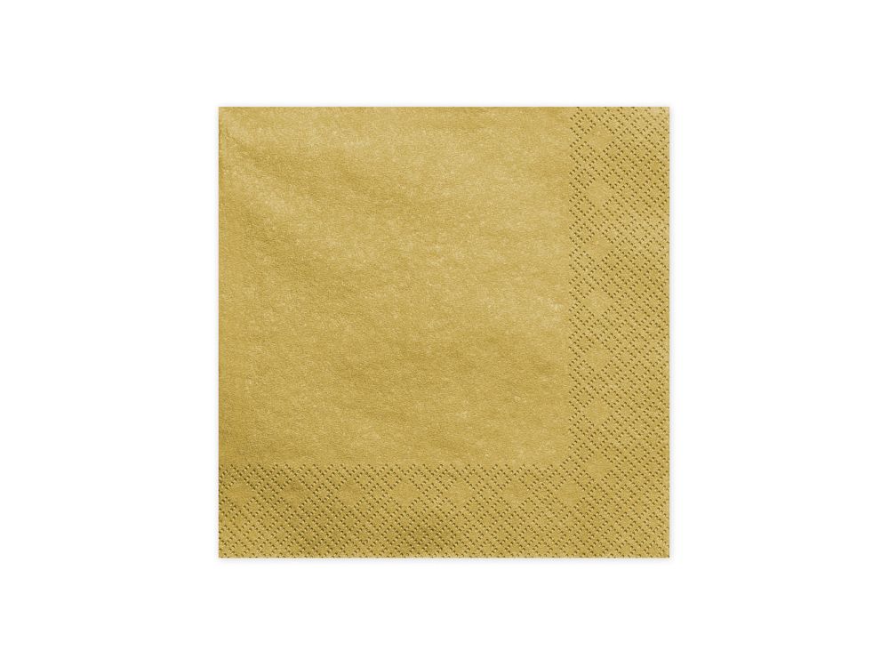 Serwetki papierowe - PartyDeco - złote, metalizowane, 16,5 x 16,5 cm, 20 szt.