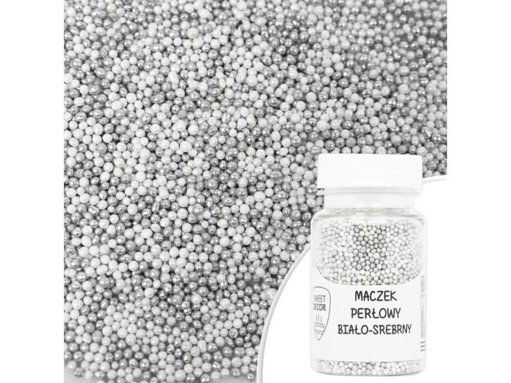Posypka cukrowa Maczek - biało-srebrny, 50 g