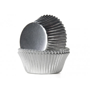 Mini muffin cases - House of Marie - silver, metallic, 36 pcs.