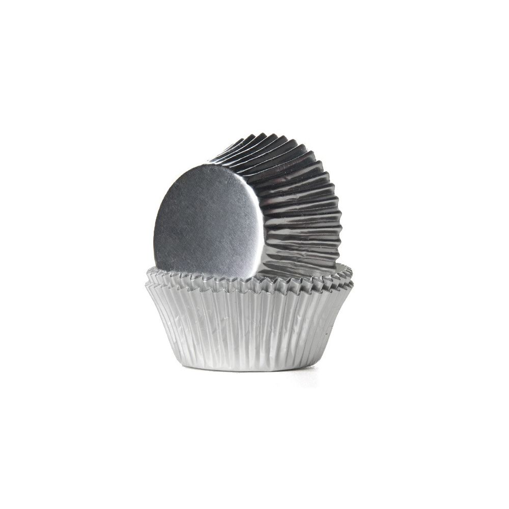 Papilotki do mini muffinek - House of Marie - srebrne, metalizowane, 36 szt.