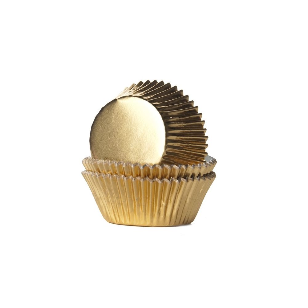 Papilotki do mini muffinek - House of Marie - złote, metalizowane, 36 szt.