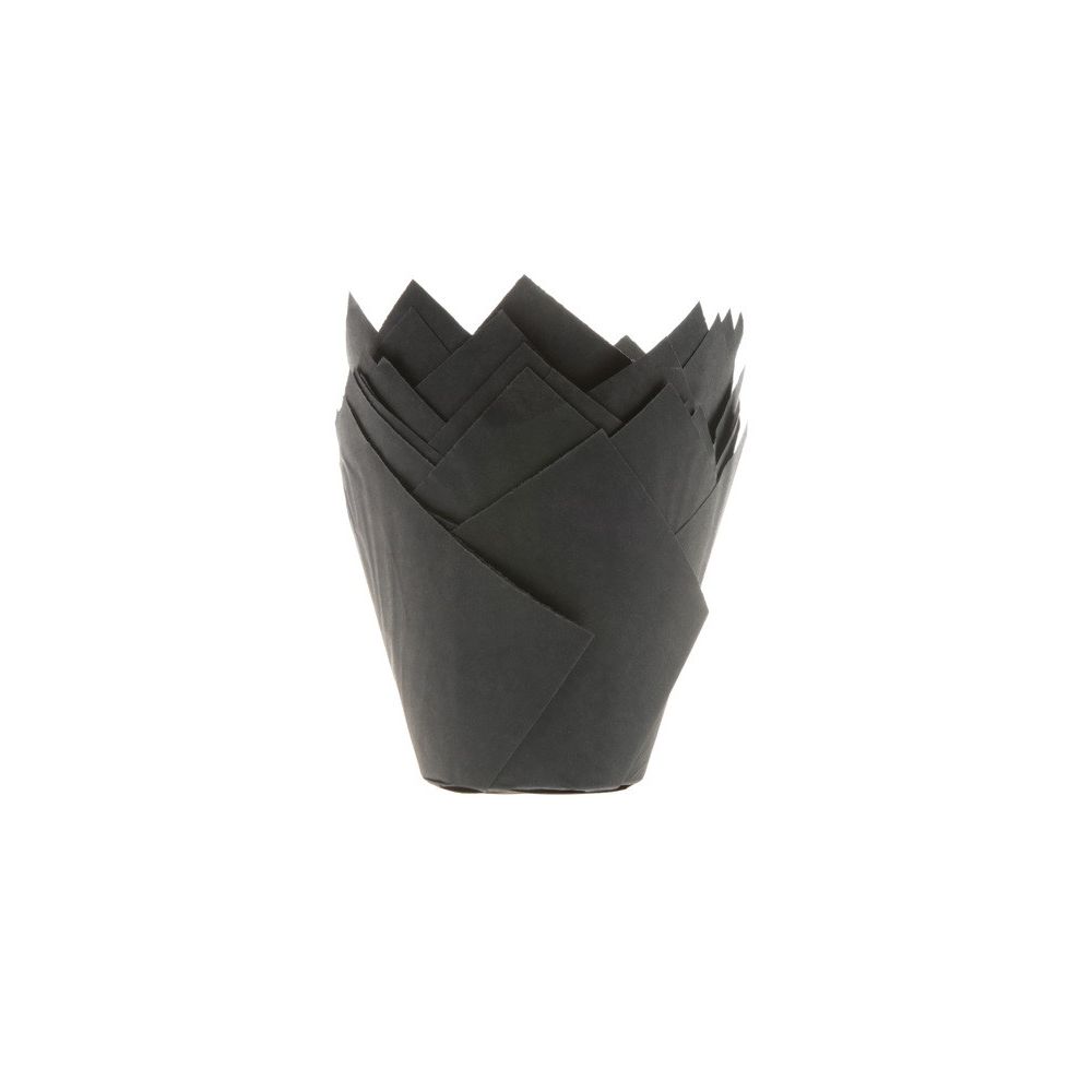 Muffin paper cases - House of Marie - tulip, black, 36 pcs.