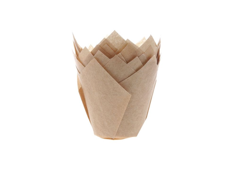 Papilotki papierowe do muffinek - House of Marie - tulipan, kraft, 36 szt.