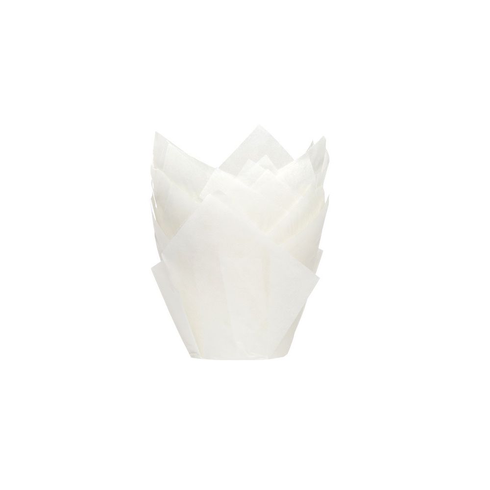 Papilotki papierowe do muffinek - House of Marie - tulipan, białe, 36 szt.