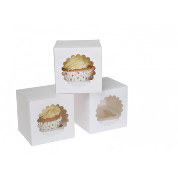 Box for 1 muffin with a window - House of Marie - white, 3 pcs.