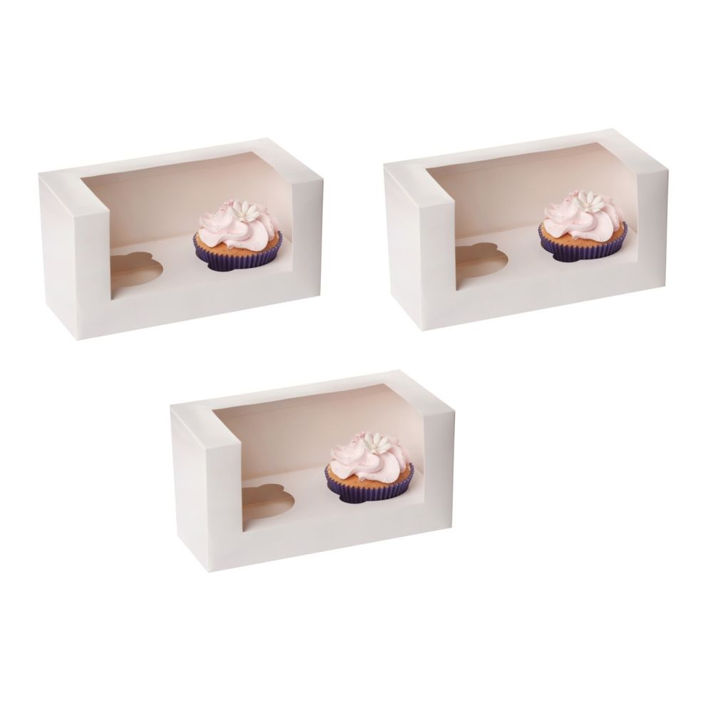 Box for 2 muffins with a window - House of Marie - white, 3 pcs.