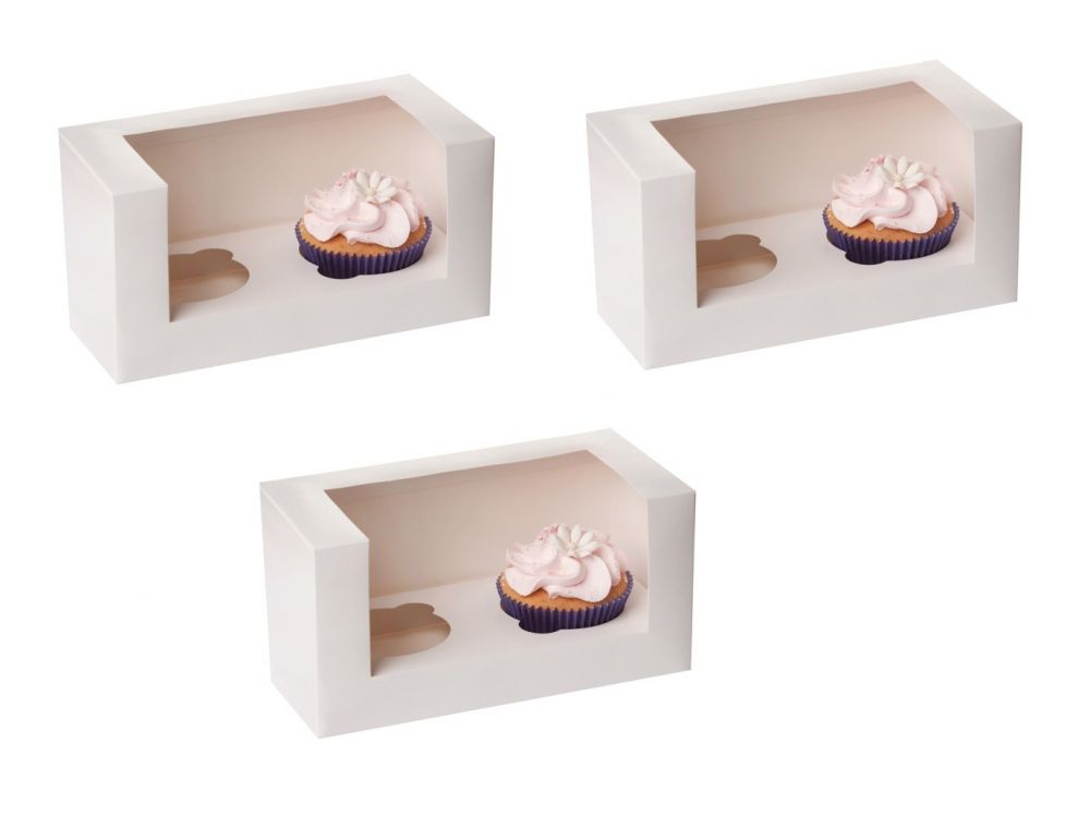 Box for 2 muffins with a window - House of Marie - white, 3 pcs.