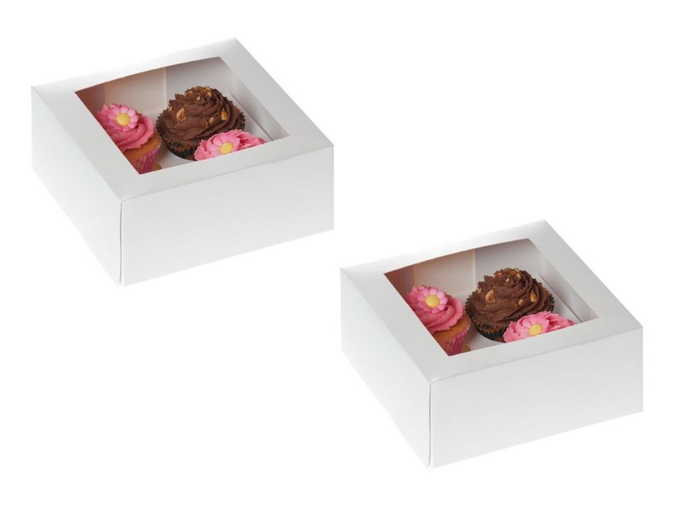 Box for 4 muffins with a window - House of Marie - white, 2 pcs.