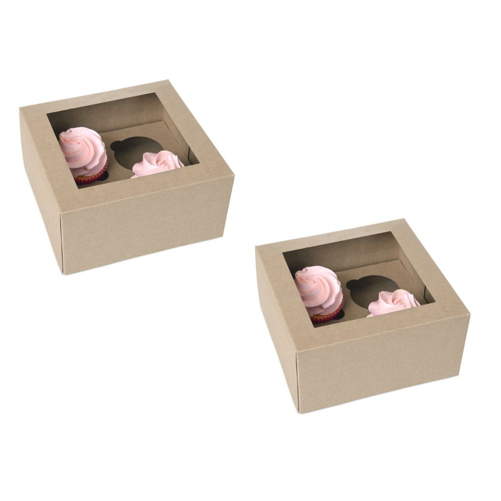 Box for 4 muffins with a window - House of Marie - kraft, 2 pcs.