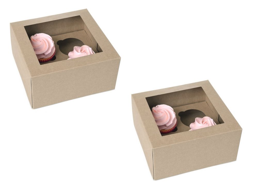 Box for 4 muffins with a window - House of Marie - kraft, 2 pcs.