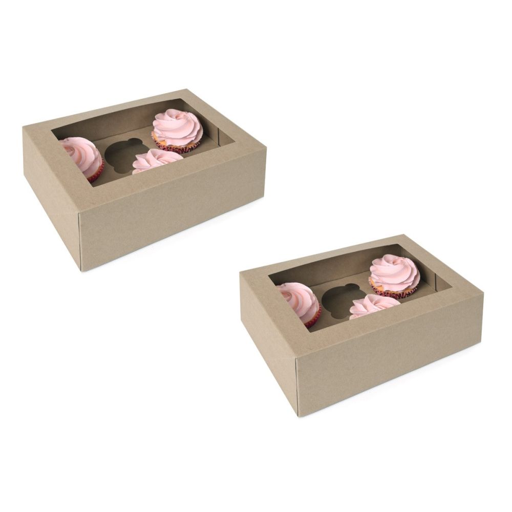 Box for 6 muffins with a window - House of Marie - kraft, 2 pcs.