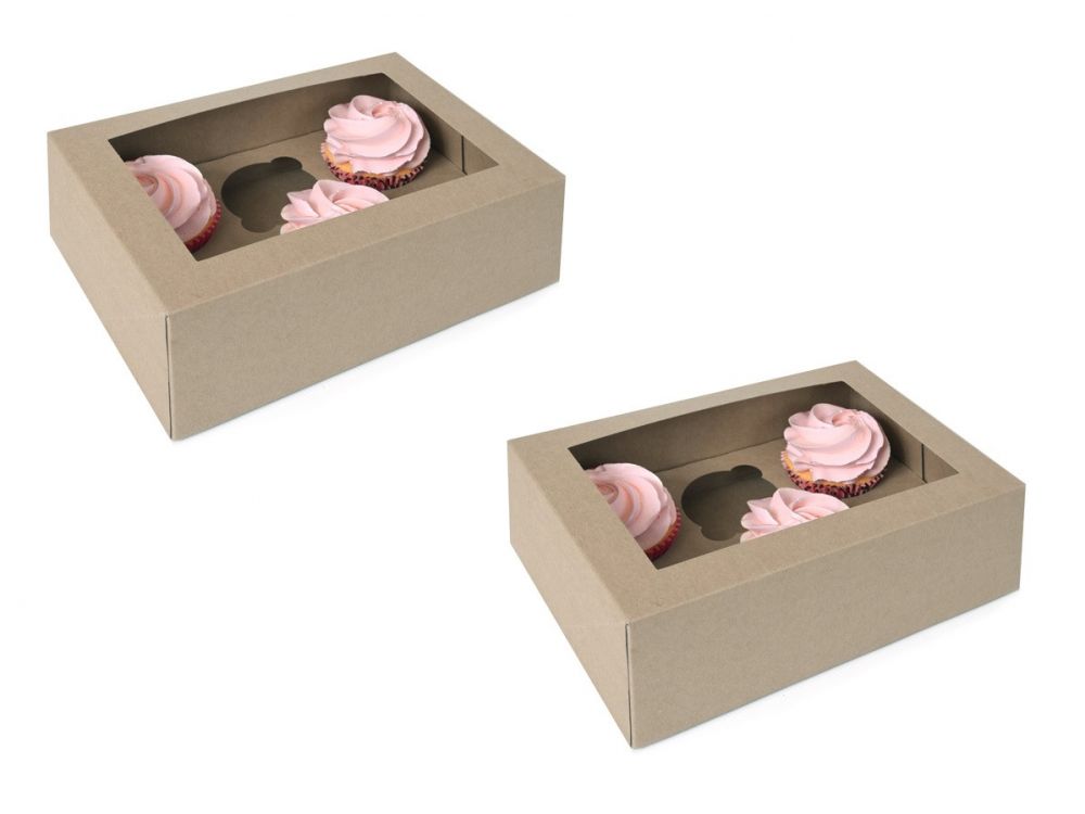 Pudełko na 6 muffinek z oknem - House of Marie - kraft, 2 szt.