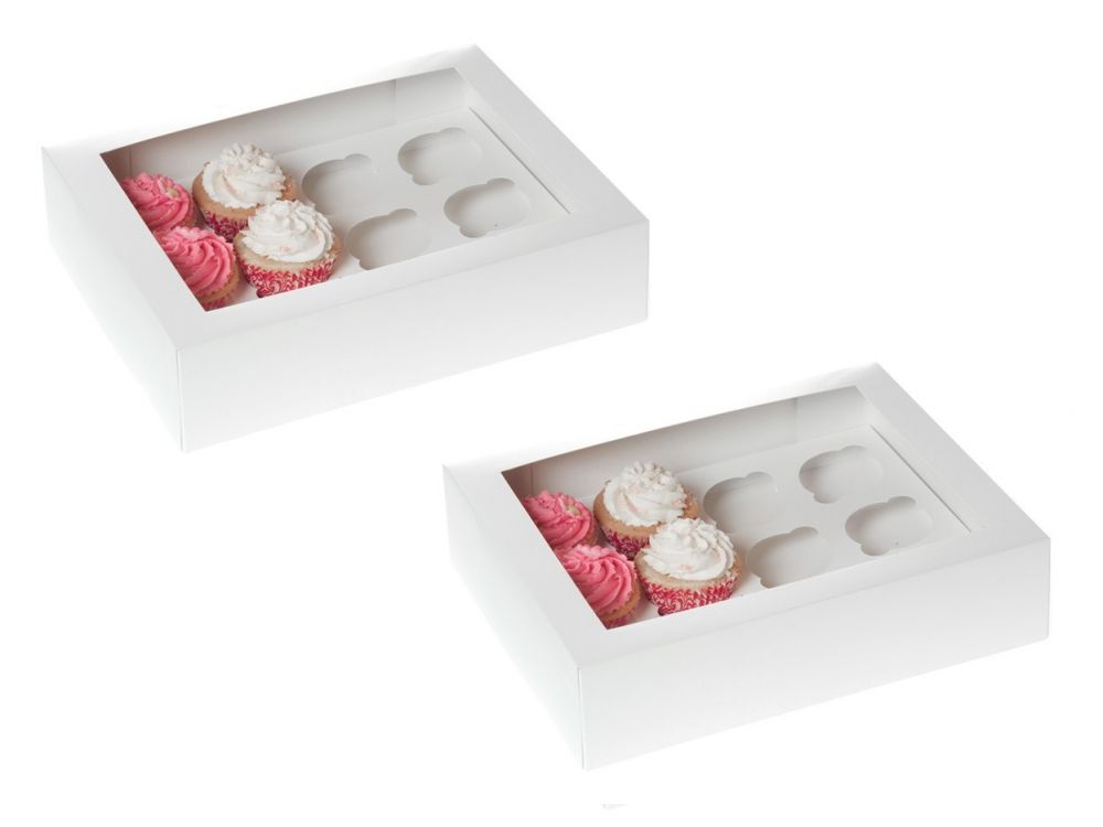 Pudełko na 12 muffinek z oknem - House of Marie - białe, 2 szt.