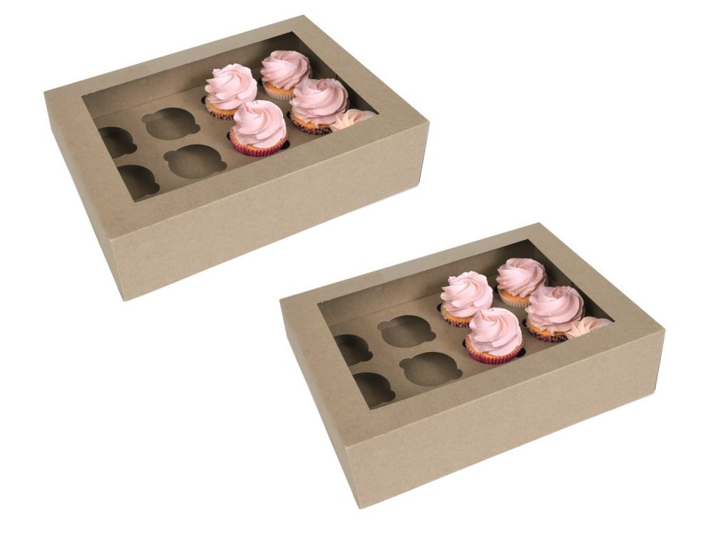 Box for 12 muffins with a window - House of Marie - kraft, 2 pcs.