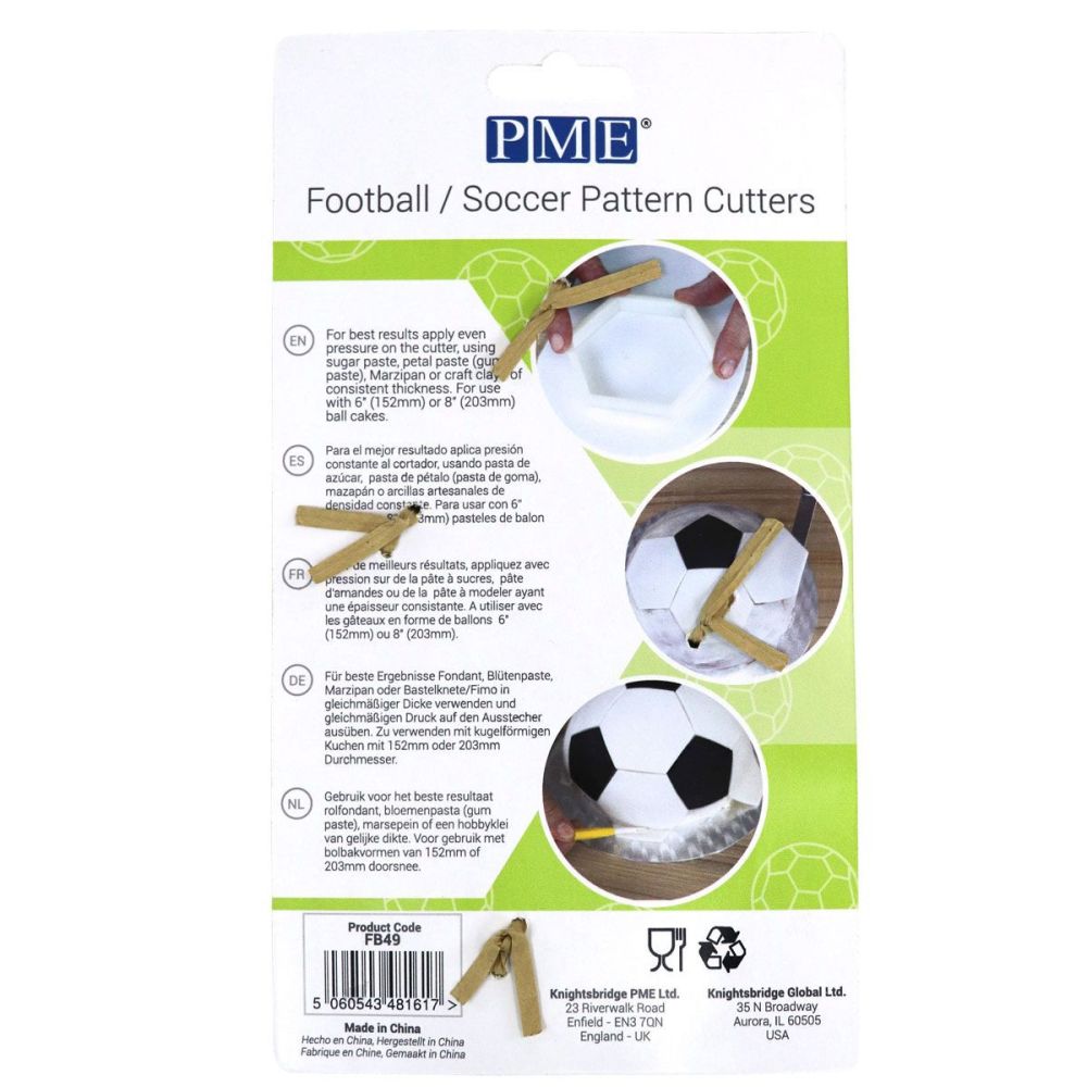 Molds, cutters for shapes made of sugar mass - PME - football, 4 pcs.