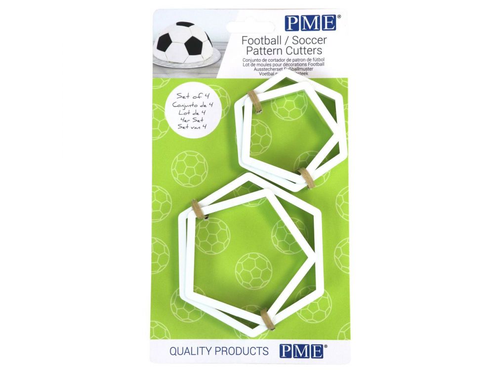 Molds, cutters for shapes made of sugar mass - PME - football, 4 pcs.