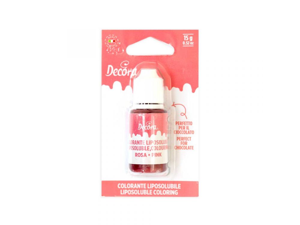 Food coloring for chocolate and fatty masses - Decora - pink, 15 g