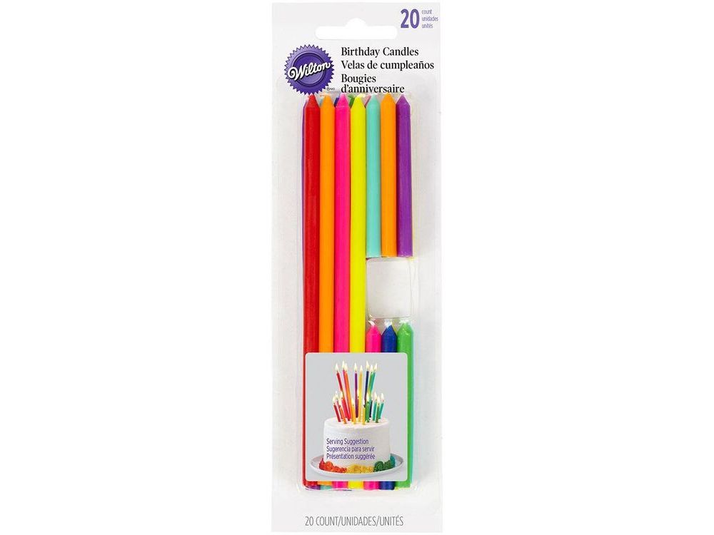 Tall and short birthday candles - Wilton - color mix, 20 pcs.