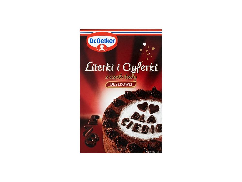 Literki i cyferki z czekolady deserowej - Dr. Oetker - 82 szt.