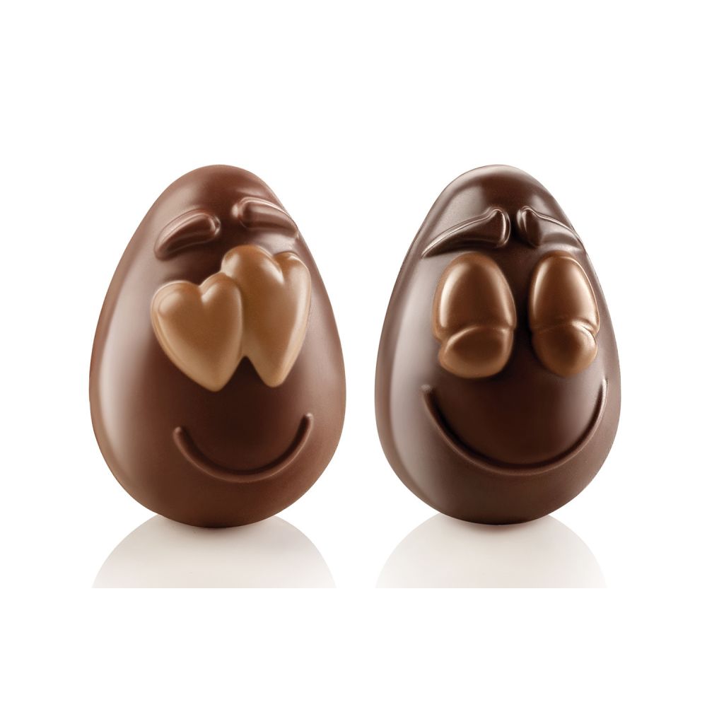 Forma do czekolady 3D - SilikoMart - Smiling Eggs, 10 cm, 2 szt.