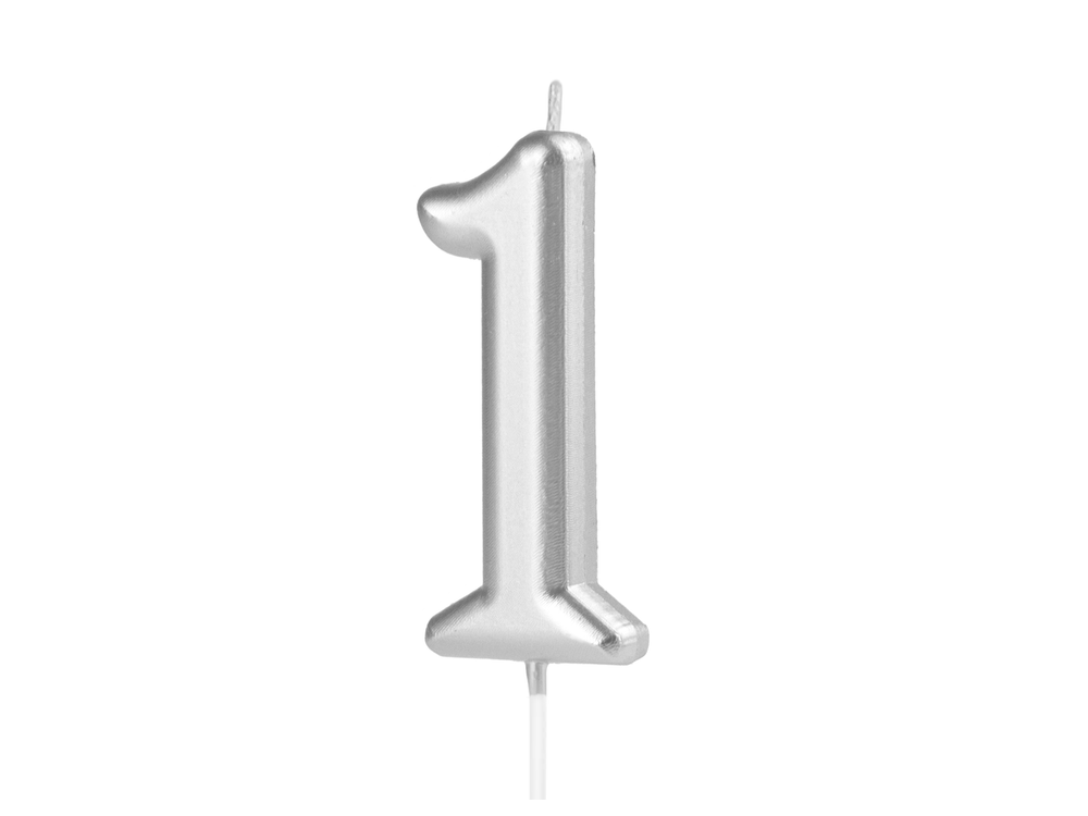 Birthday candle - number 1, silver