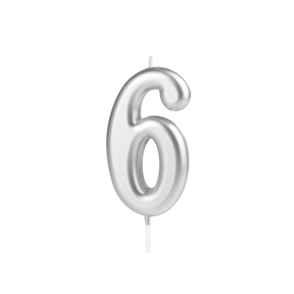 Birthday candle - number 6, silver