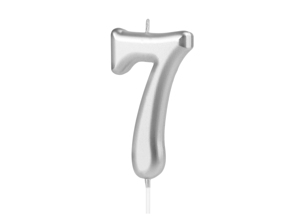 Birthday candle - number 7 silver
